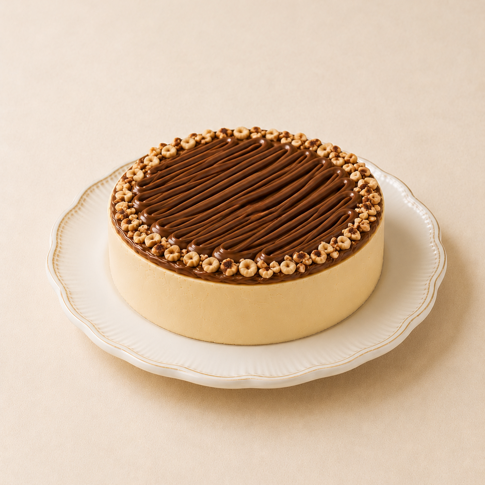 Classic Basque Cheesecake topped with Nutella